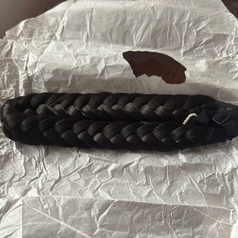 Elegant Black Braided Leather head band